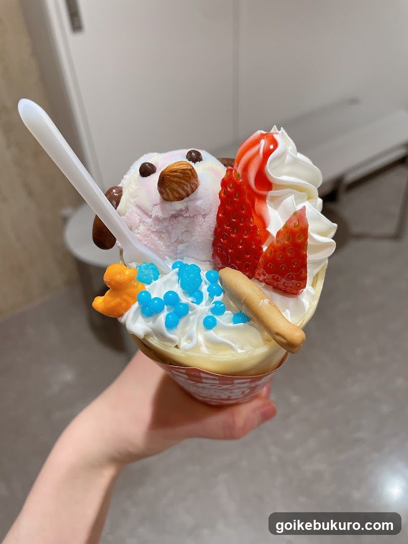 Ice cream dessert with toppings