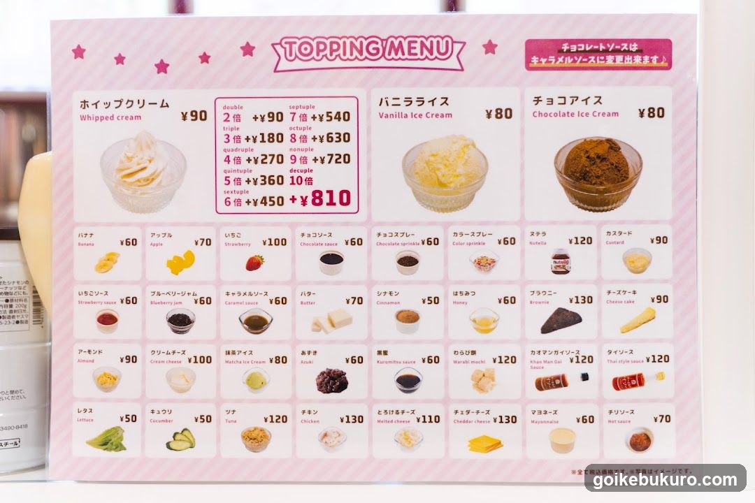 Topping Menu