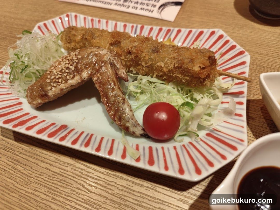 Fried Chicken and Katsu Skewer with Salad