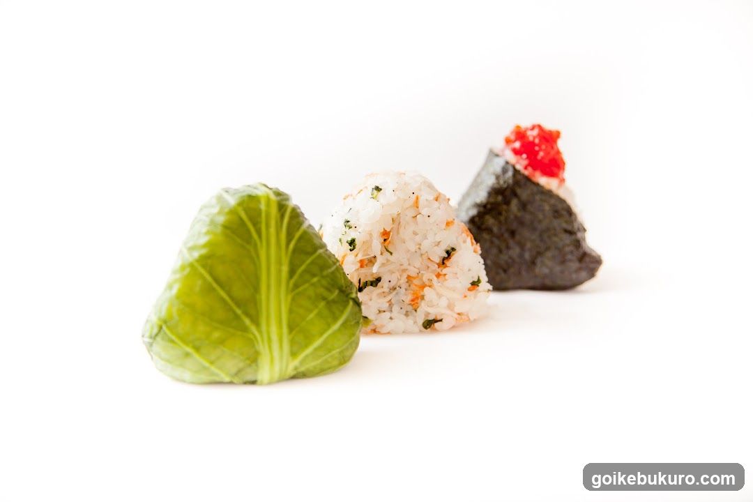 Sushi and Rice Ball with Cabbage Leaf