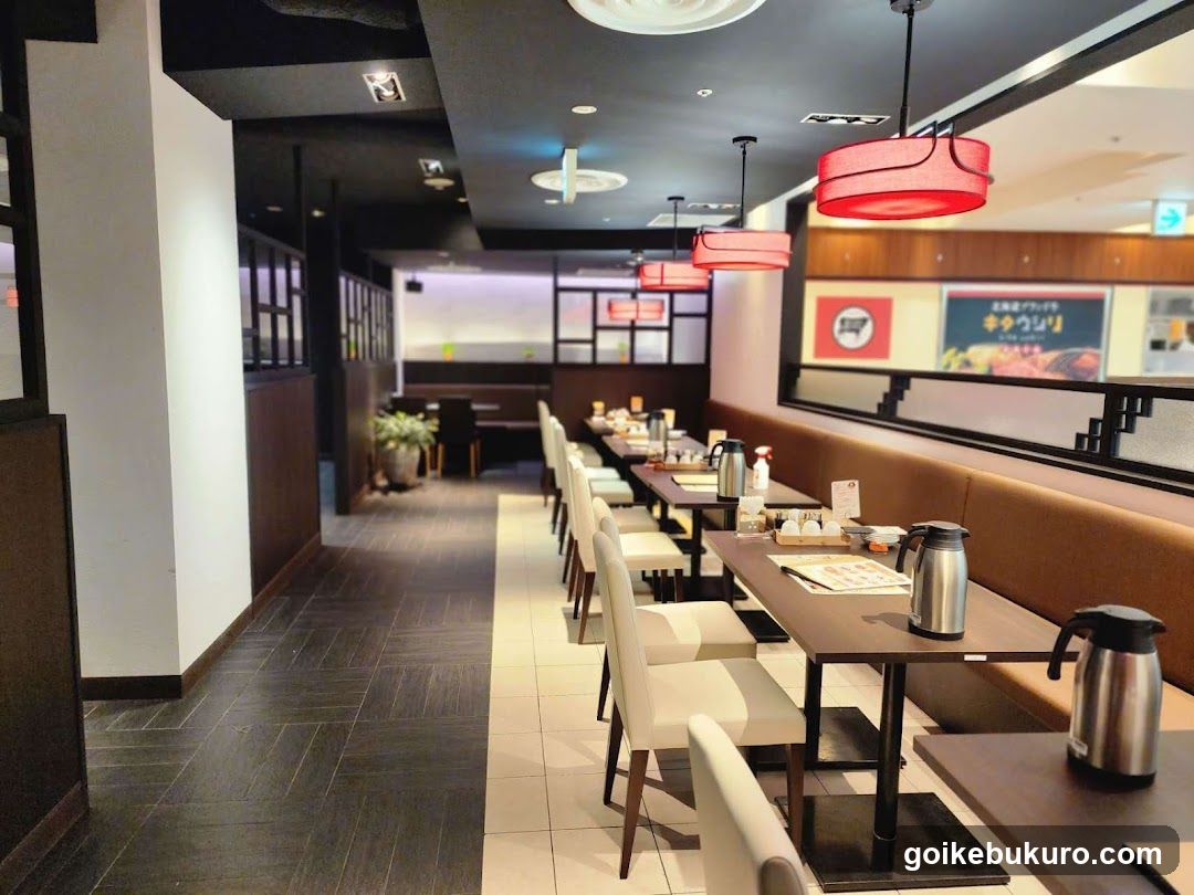 Restaurant Interior with Red Pendant Lights
