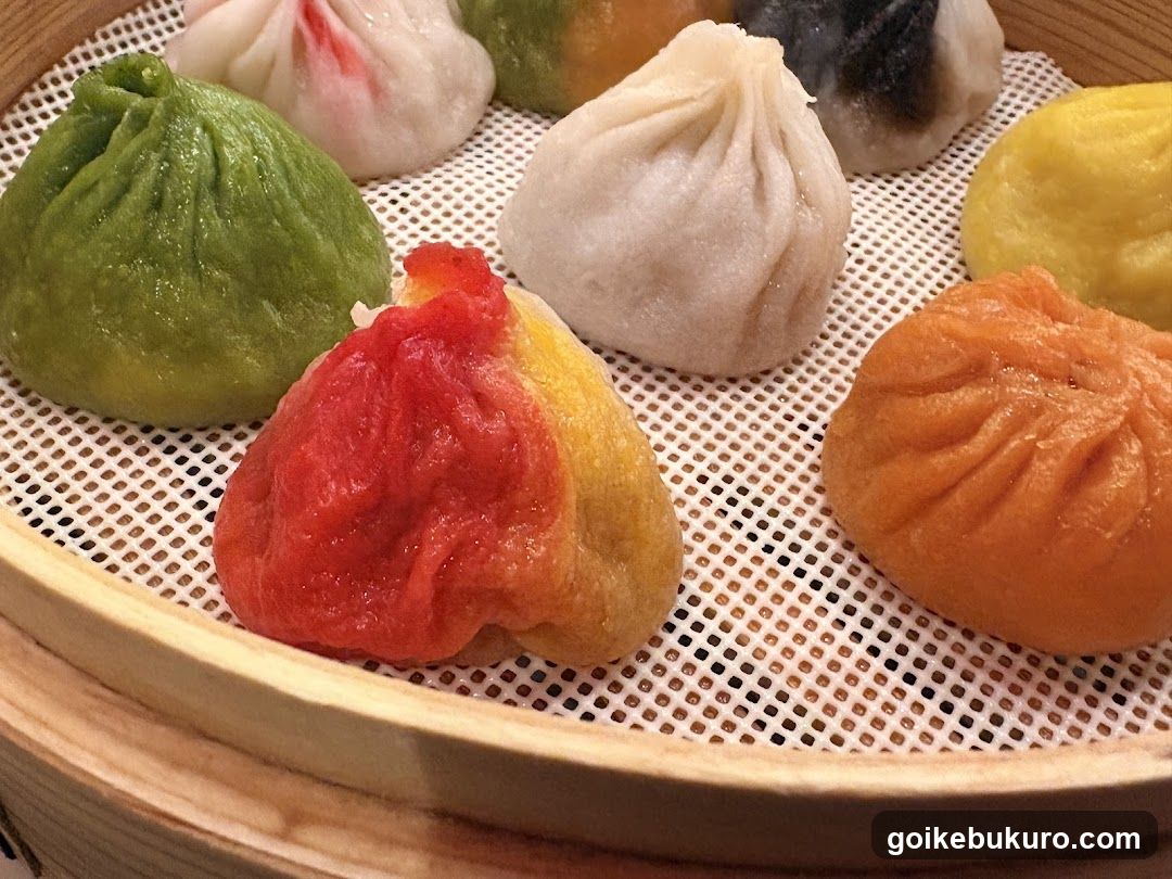 Assorted Colored Dumplings in Steamer Basket